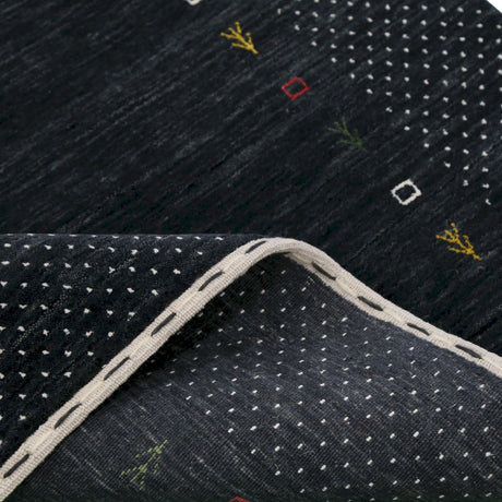 Contemporary Charcoal Gabbeh Border Hand Loomed Wool Area Rug