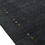 Contemporary Charcoal Gabbeh Border Hand Loomed Wool Area Rug