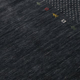 Contemporary Charcoal Gabbeh Border Hand Loomed Wool Area Rug