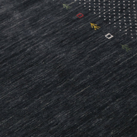 Contemporary Charcoal Gabbeh Border Hand Loomed Wool Area Rug