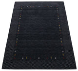 Contemporary Charcoal Gabbeh Border Hand Loomed Wool Area Rug