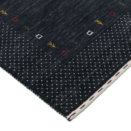 Contemporary Charcoal Gabbeh Border Hand Loomed Wool Area Rug