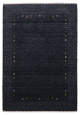 Contemporary Charcoal Gabbeh Border Hand Loomed Wool Area Rug