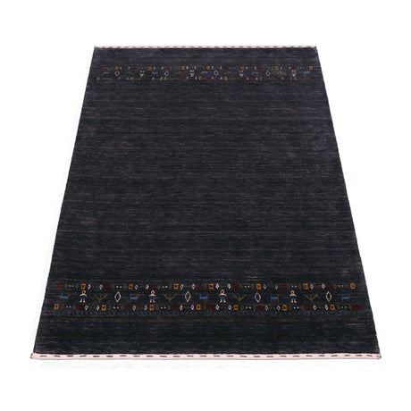 Contemporary Design Charcoal Hand Loomed Wool Area Rug