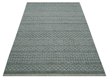 Contemporary Design Gray Hand Knotted Wool Area Rug
