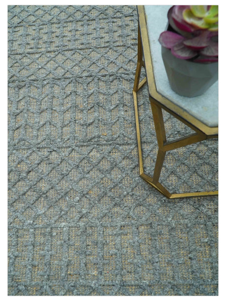 Contemporary Design Gray Hand Knotted Wool Area Rug