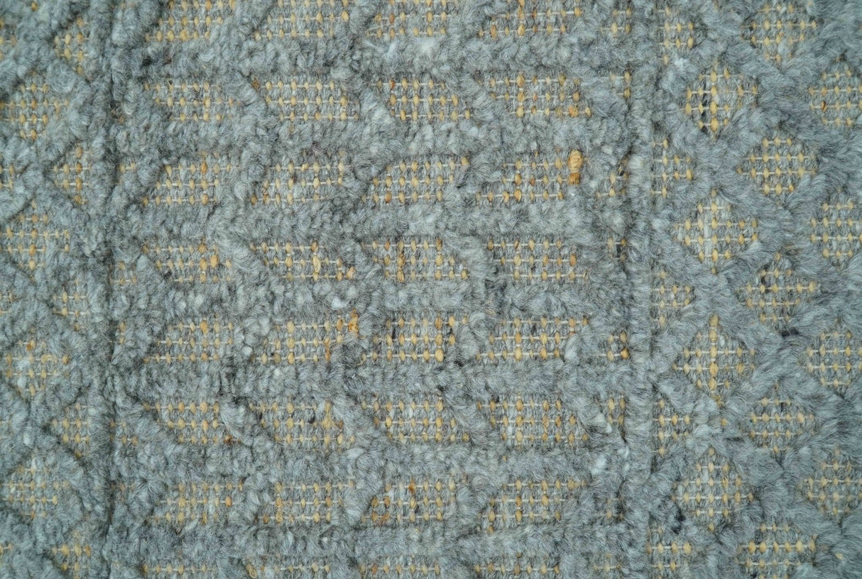 Contemporary Design Gray Hand Knotted Wool Area Rug