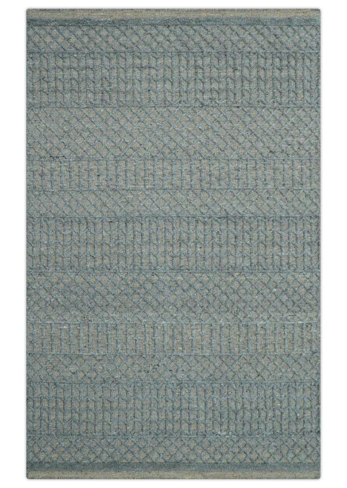 Contemporary Design Gray Hand Knotted Wool Area Rug