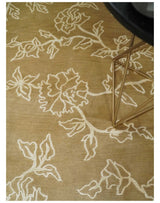 Contemporary Floral 6x8 Brown and Ivory Hand Woven Wool Rug