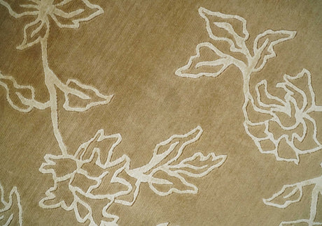 Contemporary Floral 6x8 Brown and Ivory Hand Woven Wool Rug