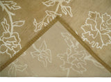Contemporary Floral 6x8 Brown and Ivory Hand Woven Wool Rug