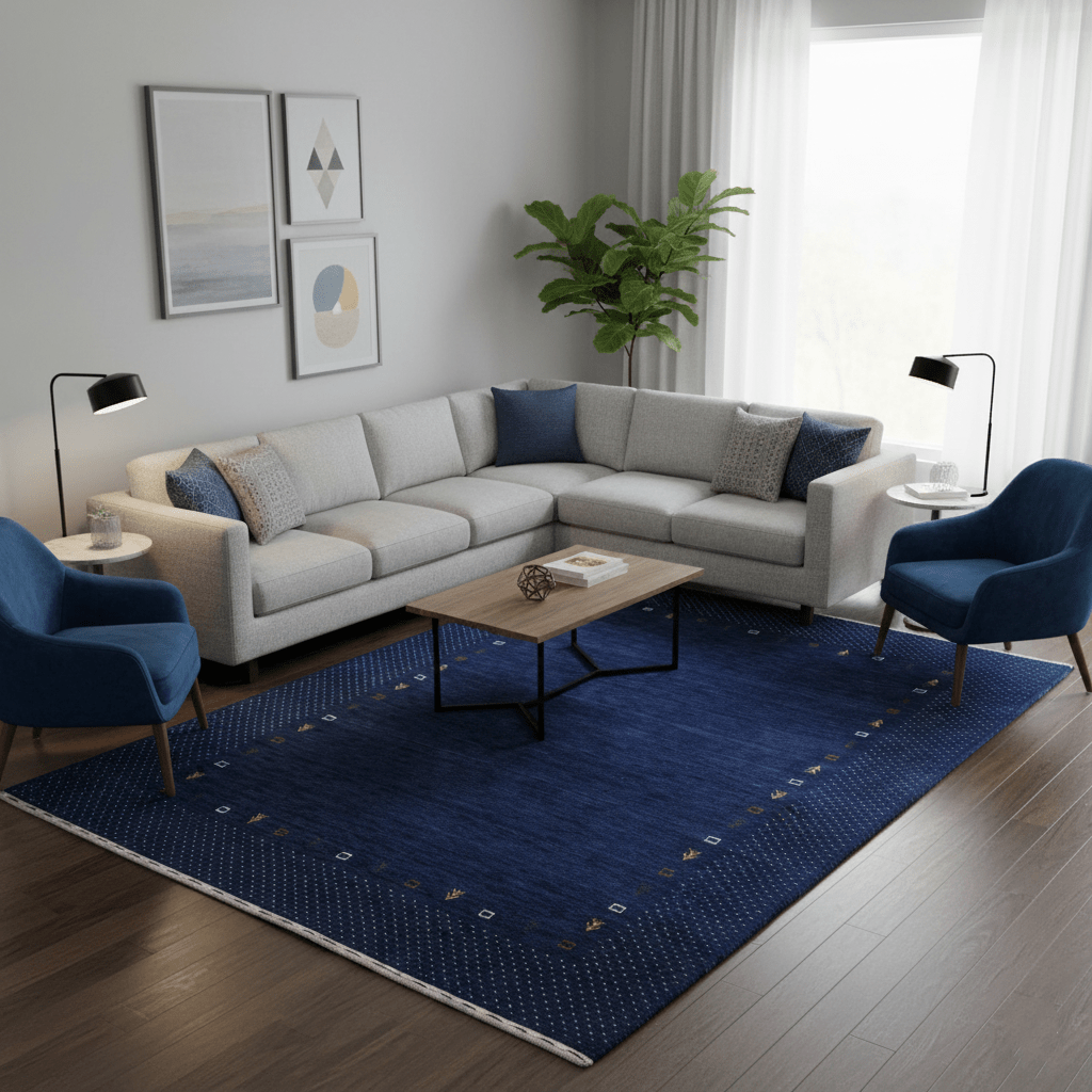 Contemporary Gabbeh Border Design Hand Loomed Wool Area Rug