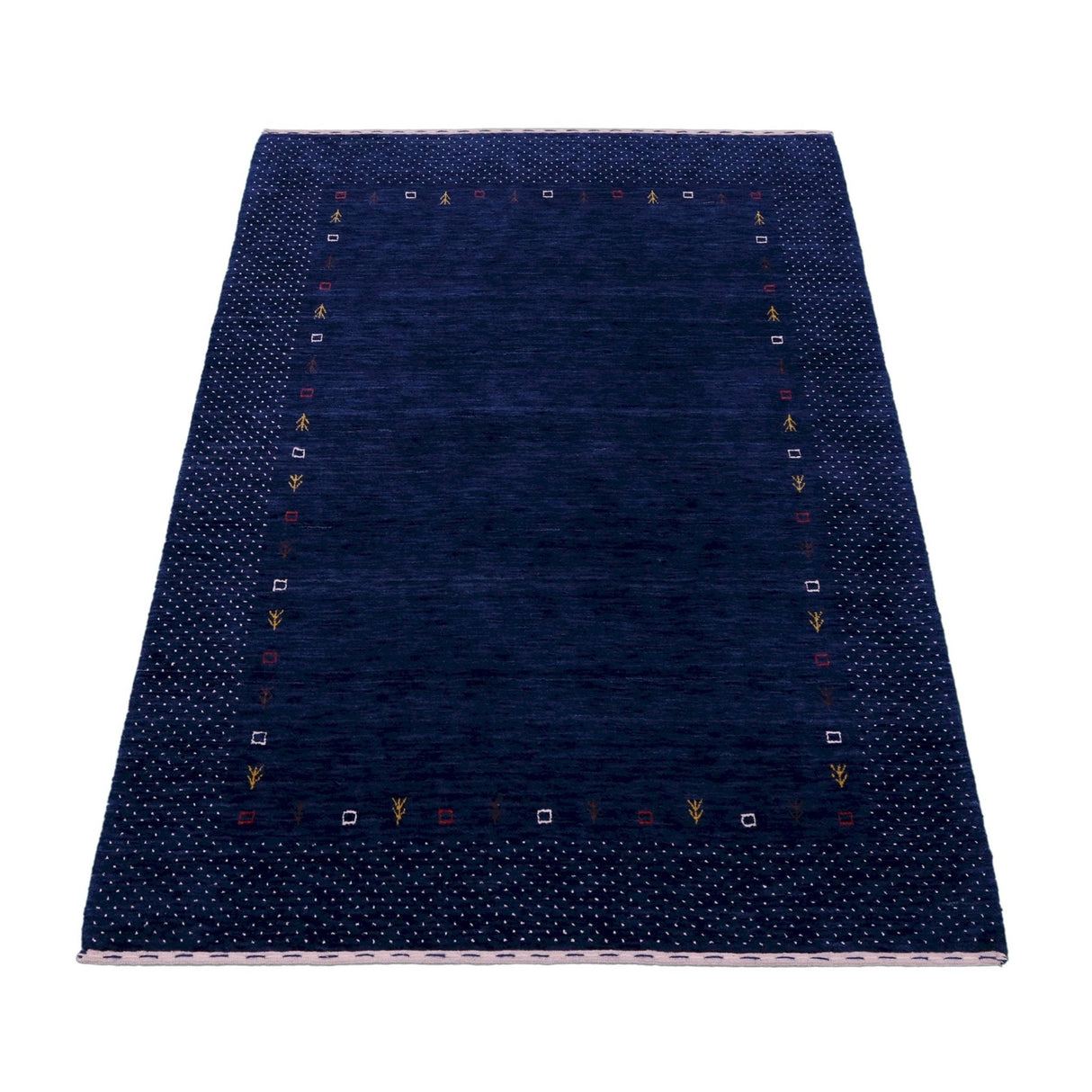 Contemporary Gabbeh Border Design Hand Loomed Wool Area Rug