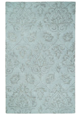 Contemporary Hand Tufted Silver and Blue Modern Wool Area Rug