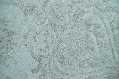 Contemporary Hand Tufted Silver and Blue Modern Wool Area Rug
