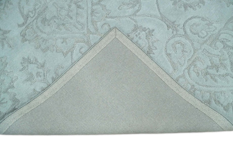 Contemporary Hand Tufted Silver and Blue Modern Wool Area Rug