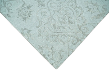 Contemporary Hand Tufted Silver and Blue Modern Wool Area Rug