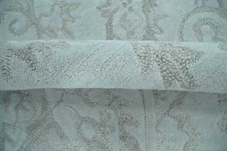 Contemporary Hand Tufted Silver and Blue Modern Wool Area Rug