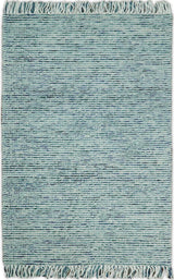 Contemporary Hand Woven Teal Wool Area Rug