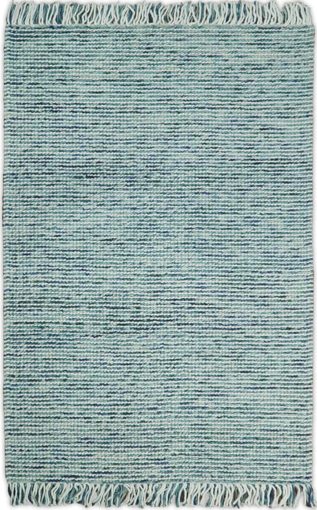 Contemporary Hand Woven Teal Wool Area Rug