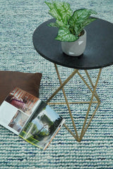 Contemporary Hand Woven Teal Wool Area Rug