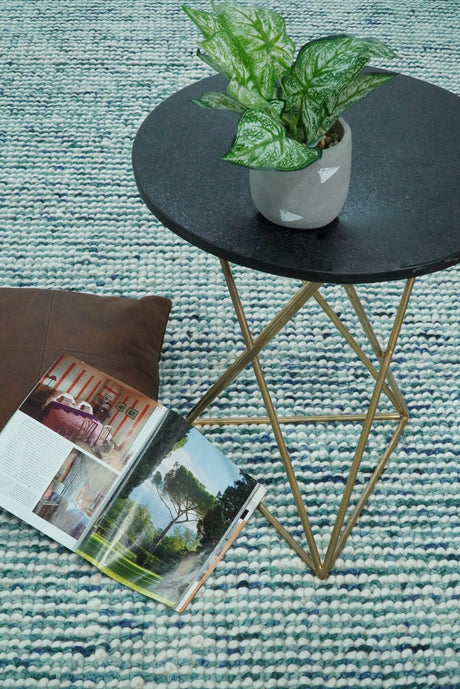 Contemporary Hand Woven Teal Wool Area Rug