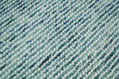 Contemporary Hand Woven Teal Wool Area Rug