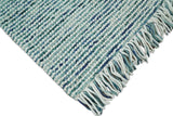 Contemporary Hand Woven Teal Wool Area Rug