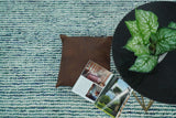 Contemporary Hand Woven Teal Wool Area Rug