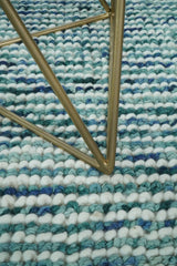 Contemporary Hand Woven Teal Wool Area Rug