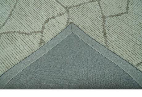 Contemporary Pattern Brown And Ivory Hand Tufted 8x10 Wool Rug