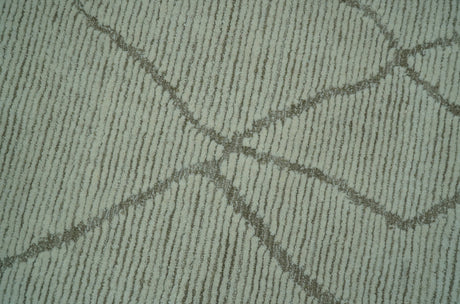 Contemporary Pattern Brown And Ivory Hand Tufted 8x10 Wool Rug