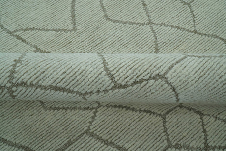 Contemporary Pattern Brown And Ivory Hand Tufted 8x10 Wool Rug