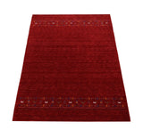 Contemporary Red Hand Loomed Wool Area Rug