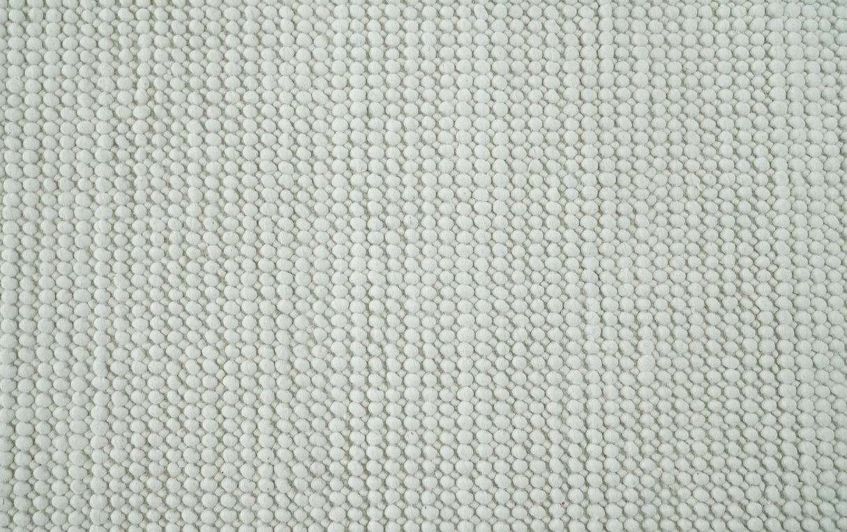 Contemporary Solid Design Ivory Handwoven Wool Area Rug