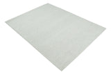 Contemporary Solid Design Ivory Handwoven Wool Area Rug