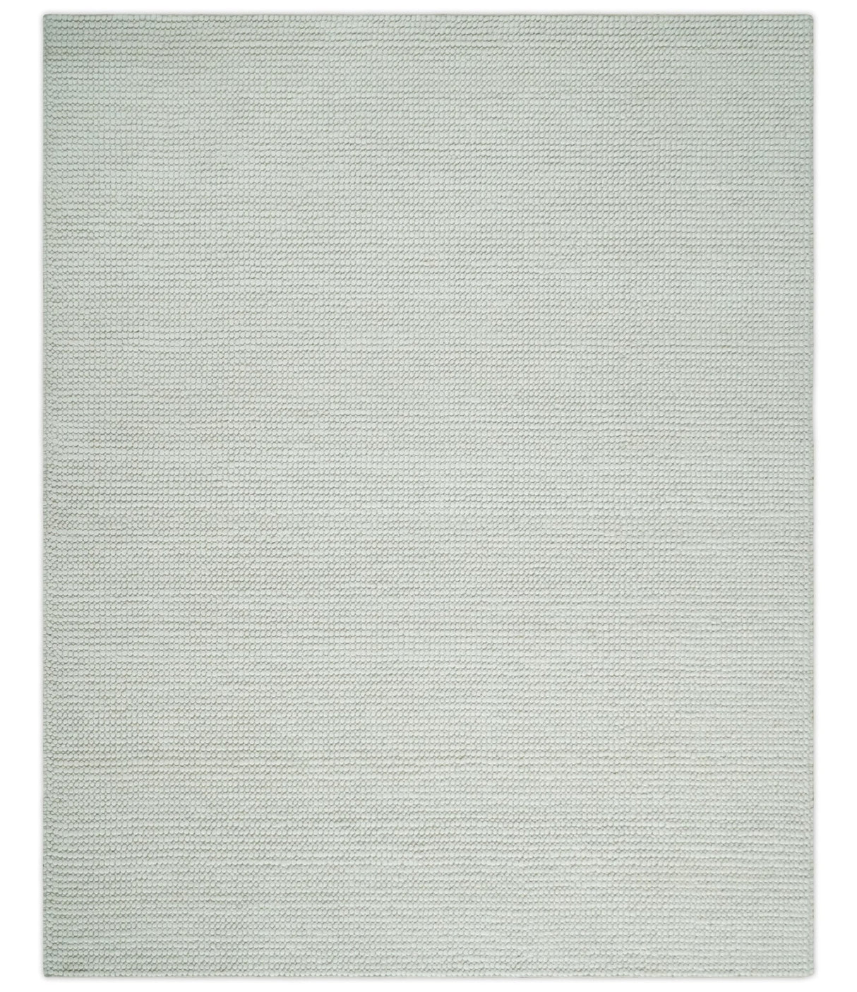 Contemporary Solid Design Ivory Handwoven Wool Area Rug