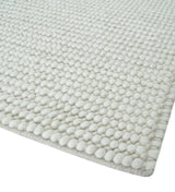 Contemporary Solid Design Ivory Handwoven Wool Area Rug