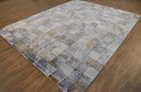 Contemporary Style Blue And Gold Hand Knotted Bamboo Silk 8x10 Area Rug