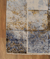 Contemporary Style Blue And Gold Hand Knotted Bamboo Silk 8x10 Area Rug