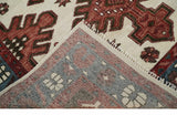 Coral Rust and Ivory Hand Knotted Traditional Heriz Serapi Wool area Rug