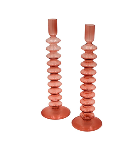 Coraline Peach Glass Candle Holders – Case of 12