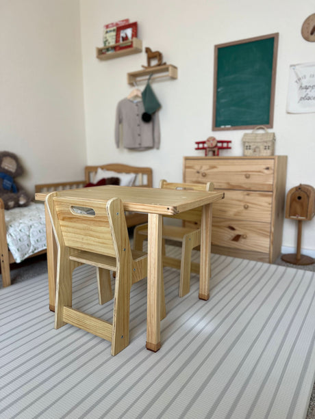 Cordia Kids Activity Table & Chair Set | Wooden Montessori Desk with Flip-Top Chalkboard & Storage
