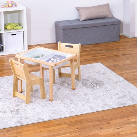 Cordia Kids Activity Table & Chair Set | Wooden Montessori Desk with Flip-Top Chalkboard & Storage