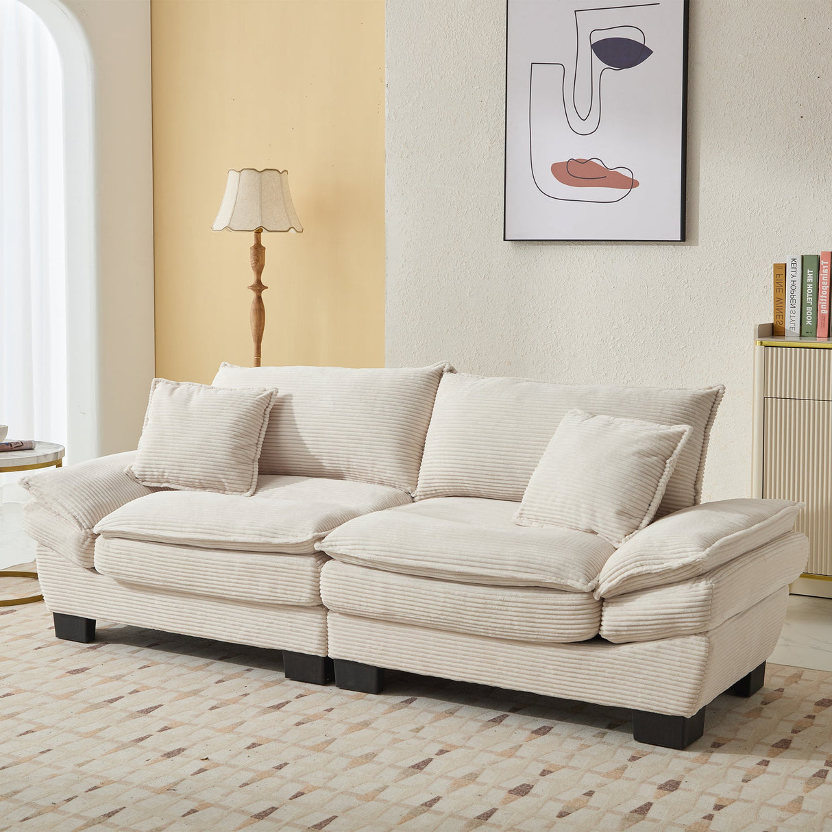 Corduroy Cloud Loveseat Couch-Living Room-Parc Decor