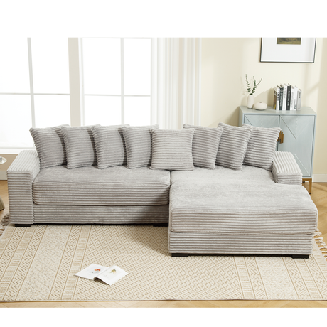 Corduroy Right L-Shaped Sectional Cloud Couch-sofa-Parc Decor