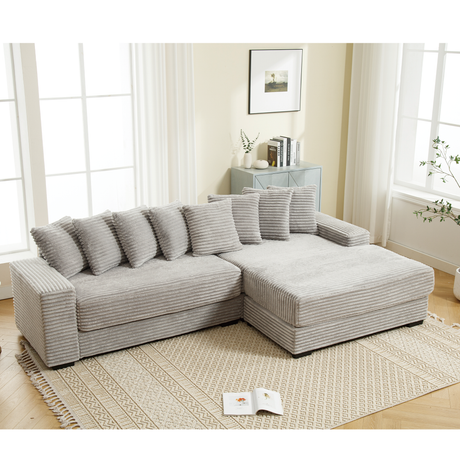 Corduroy Right L-Shaped Sectional Cloud Couch-sofa-Parc Decor