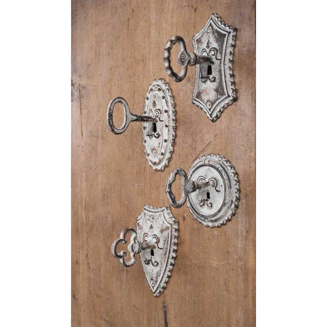 Cottagecore Metal Vintage Key Wall Hooks (Set of 4)-wall hooks-Parc Decor