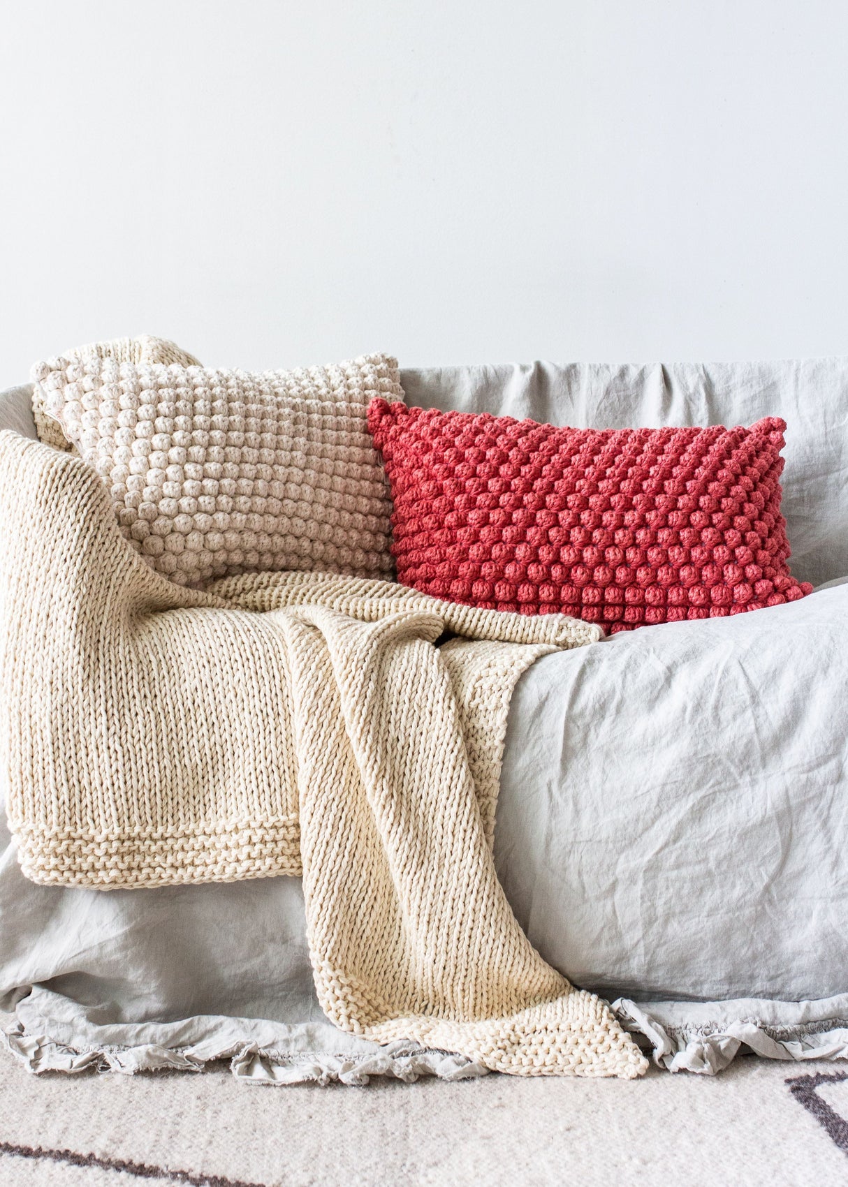 Cotton Bobbles Textured Throw Pillow-Pillows-Parc Decor