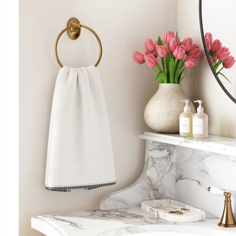 Cotton Border-Stitched 6-Piece Towel Set – Valery Collection-Bath Towels & Washcloths-Parc Decor